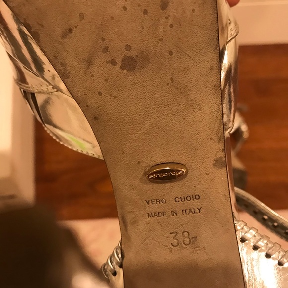 SERGIO ROSSI SILVER PLATFORM SANDALS - Picture 7 of 8